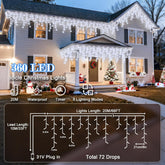 cshare Icicle Lights Outdoor 15M 360 LEDs Cool White Waterproof